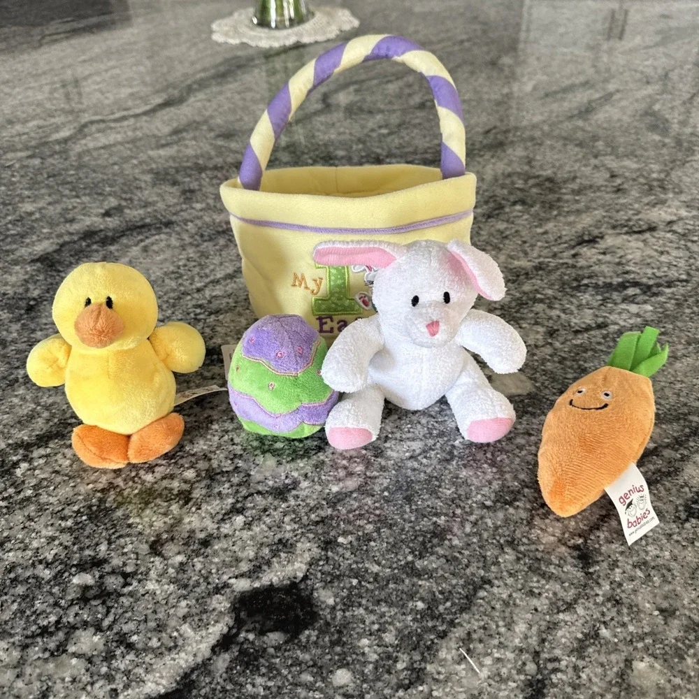 Genius Baby Toys My First Easter Basket Deluxe 5 Piece Plush Set GB-E2021 Yellow